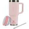 imagePelican Hydration Pelican Porter 40 oz Vacuum Insulated Tumbler  Recycled Stainless Steel Double Wall Travel with Dual Lid Powder Coated Insulated Coffee Mug For Hot Cold Drinks Jet BlackBlush