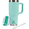 imagePelican Hydration Pelican Porter 40 oz Vacuum Insulated Tumbler  Recycled Stainless Steel Double Wall Travel with Dual Lid Powder Coated Insulated Coffee Mug For Hot Cold Drinks Jet BlackSeafoam