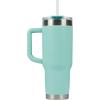 imagePelican Hydration Pelican Porter 40 oz Vacuum Insulated Tumbler  Recycled Stainless Steel Double Wall Travel with Dual Lid Powder Coated Insulated Coffee Mug For Hot Cold Drinks Jet BlackSeafoam