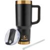 imagePelican Hydration Pelican Porter 40 oz Vacuum Insulated Tumbler  Recycled Stainless Steel Double Wall Travel with Dual Lid Powder Coated Insulated Coffee Mug For Hot Cold Drinks Jet BlackNoir