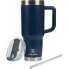 imagePelican Hydration Pelican Porter 40 oz Vacuum Insulated Tumbler  Recycled Stainless Steel Double Wall Travel with Dual Lid Powder Coated Insulated Coffee Mug For Hot Cold Drinks Jet BlackMidnight