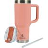 imagePelican Hydration Pelican Porter 40 oz Vacuum Insulated Tumbler  Recycled Stainless Steel Double Wall Travel with Dual Lid Powder Coated Insulated Coffee Mug For Hot Cold Drinks Jet BlackSalmon