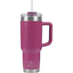 imagePelican Hydration Pelican Porter 40 oz Vacuum Insulated Tumbler  Recycled Stainless Steel Double Wall Travel with Dual Lid Powder Coated Insulated Coffee Mug For Hot Cold Drinks Jet BlackOrchid
