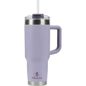 imagePelican Hydration Pelican Porter 40 oz Vacuum Insulated Tumbler  Recycled Stainless Steel Double Wall Travel with Dual Lid Powder Coated Insulated Coffee Mug For Hot Cold Drinks Jet BlackLilac