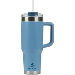 imagePelican Hydration Pelican Porter 40 oz Vacuum Insulated Tumbler  Recycled Stainless Steel Double Wall Travel with Dual Lid Powder Coated Insulated Coffee Mug For Hot Cold Drinks Jet BlackDenim