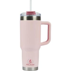imagePelican Hydration Pelican Porter 40 oz Vacuum Insulated Tumbler  Recycled Stainless Steel Double Wall Travel with Dual Lid Powder Coated Insulated Coffee Mug For Hot Cold Drinks Jet BlackBlush