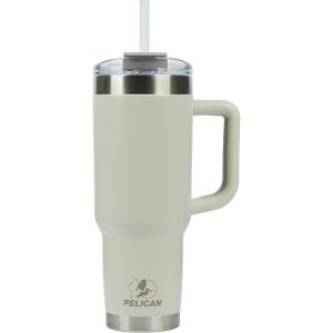 imagePelican Hydration Pelican Porter 40 oz Vacuum Insulated Tumbler  Recycled Stainless Steel Double Wall Travel with Dual Lid Powder Coated Insulated Coffee Mug For Hot Cold Drinks Jet BlackClay