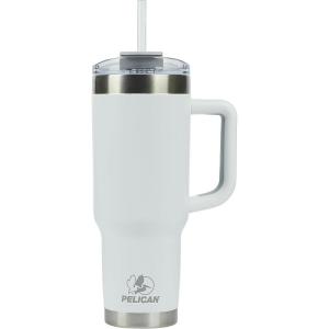 imagePelican Hydration Pelican Porter 40 oz Vacuum Insulated Tumbler  Recycled Stainless Steel Double Wall Travel with Dual Lid Powder Coated Insulated Coffee Mug For Hot Cold Drinks Jet BlackBright White