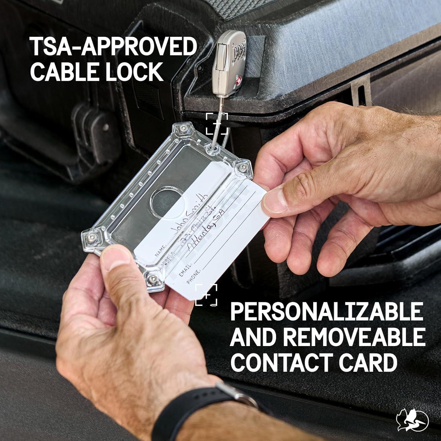 imagePelican AirTag Tracker Luggage Lock  Travel AirTag Holder Luggage Tag for Suitcases with TSAApproved Cable Lock 2Piece Installation Grade 5 Titanium Plate Tracker Brushed TitaniumBrushed Titanium