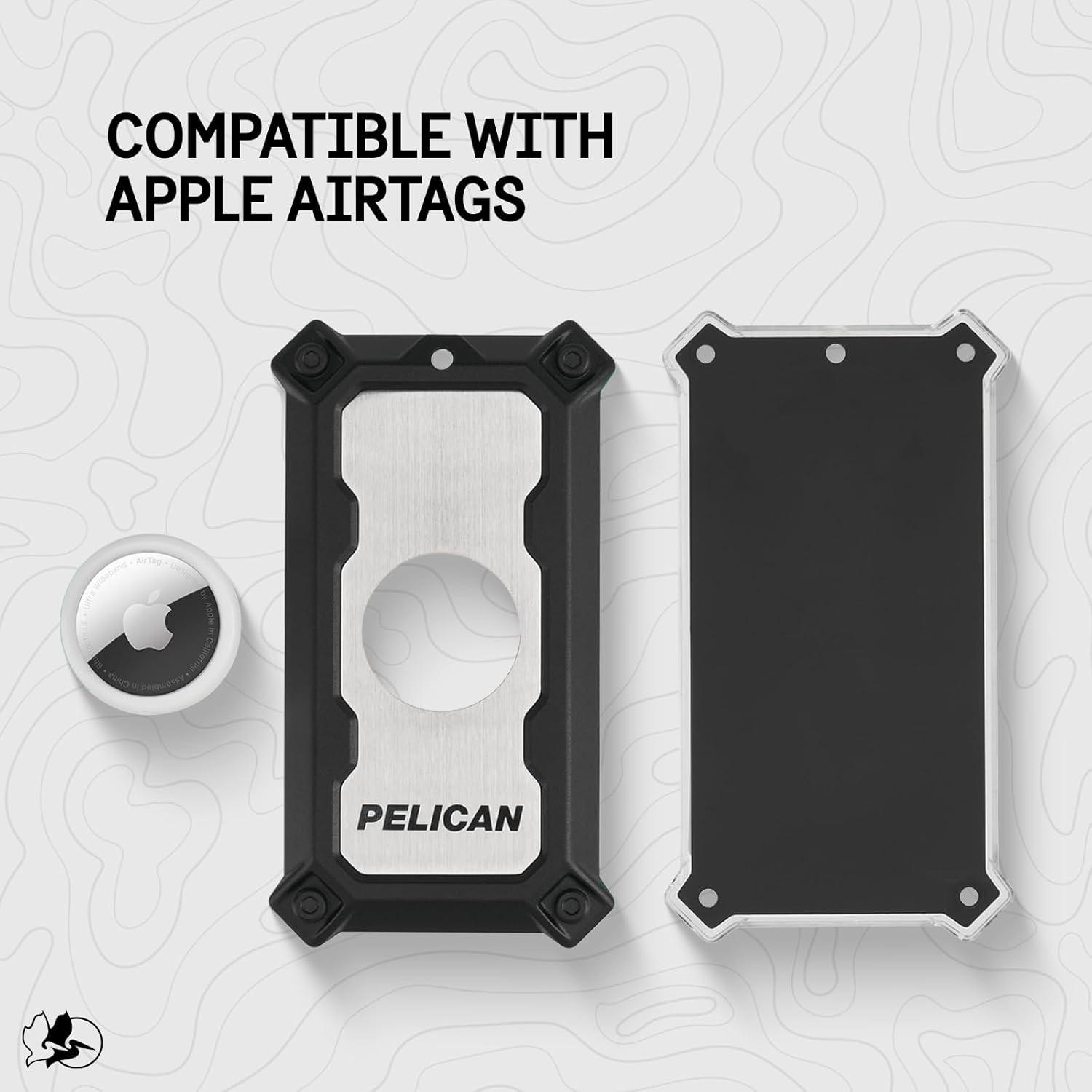 imagePelican AirTag Tracker Luggage Lock  Travel AirTag Holder Luggage Tag for Suitcases with TSAApproved Cable Lock 2Piece Installation Grade 5 Titanium Plate Tracker Brushed TitaniumBrushed Titanium