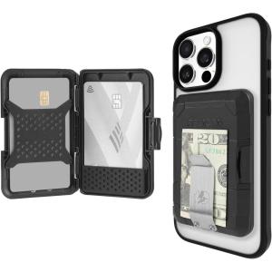 imagePelican MagSafe Wallet for iPhone  Heavy Duty MILSTD SnapOn Phone Magnetic Wallet and Phone Card Holder  Detachable and Slim Hard Case for iPhone 16 Pro Max 15 Pro Max141312 Series  BlackBlack  Money Clip