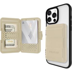 imagePelican MagSafe Wallet for iPhone  Heavy Duty MILSTD SnapOn Phone Magnetic Wallet and Phone Card Holder  Detachable and Slim Hard Case for iPhone 16 Pro Max 15 Pro Max141312 Series  BlackDesert Tan