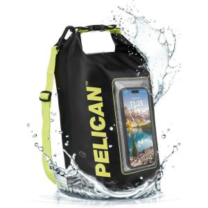 imagePelican Marine IP68 Waterproof Dry Bag 5L  Roll Top Waterproof Backpack wPhone CasePouch  Boating ampamp Kayak Accessories  Essentials for Camping Swimming Beach Fishing Rafting Travel  BlackBlackYellow