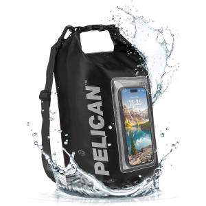 imagePelican Marine IP68 Waterproof Dry Bag 5L  Roll Top Waterproof Backpack wPhone CasePouch  Boating ampamp Kayak Accessories  Essentials for Camping Swimming Beach Fishing Rafting Travel  BlackStealth Black