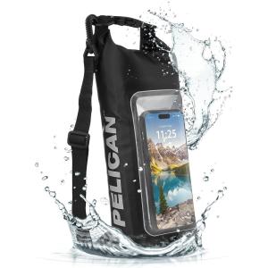 imagePelican Marine IP68 Waterproof Dry Bag 5L  Roll Top Waterproof Backpack wPhone CasePouch  Boating ampamp Kayak Accessories  Essentials for Camping Swimming Beach Fishing Rafting Travel  BlackDry Bag  Stealth Black