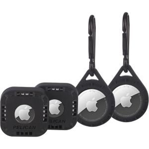 imagePelican Protector 4Pack AirTag Holder  Air Tag Case with 3M Adhesive Sticker  Rugged Shockproof AirTag Cover  Hidden Air Tag Holder Stick On Mount for Travel Luggage Bike Car Remote  BlackBlack