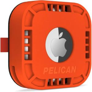 imagePelican Protector 4Pack AirTag Holder  Air Tag Case with 3M Adhesive Sticker  Rugged Shockproof AirTag Cover  Hidden Air Tag Holder Stick On Mount for Travel Luggage Bike Car Remote  BlackStick On Mount Orange